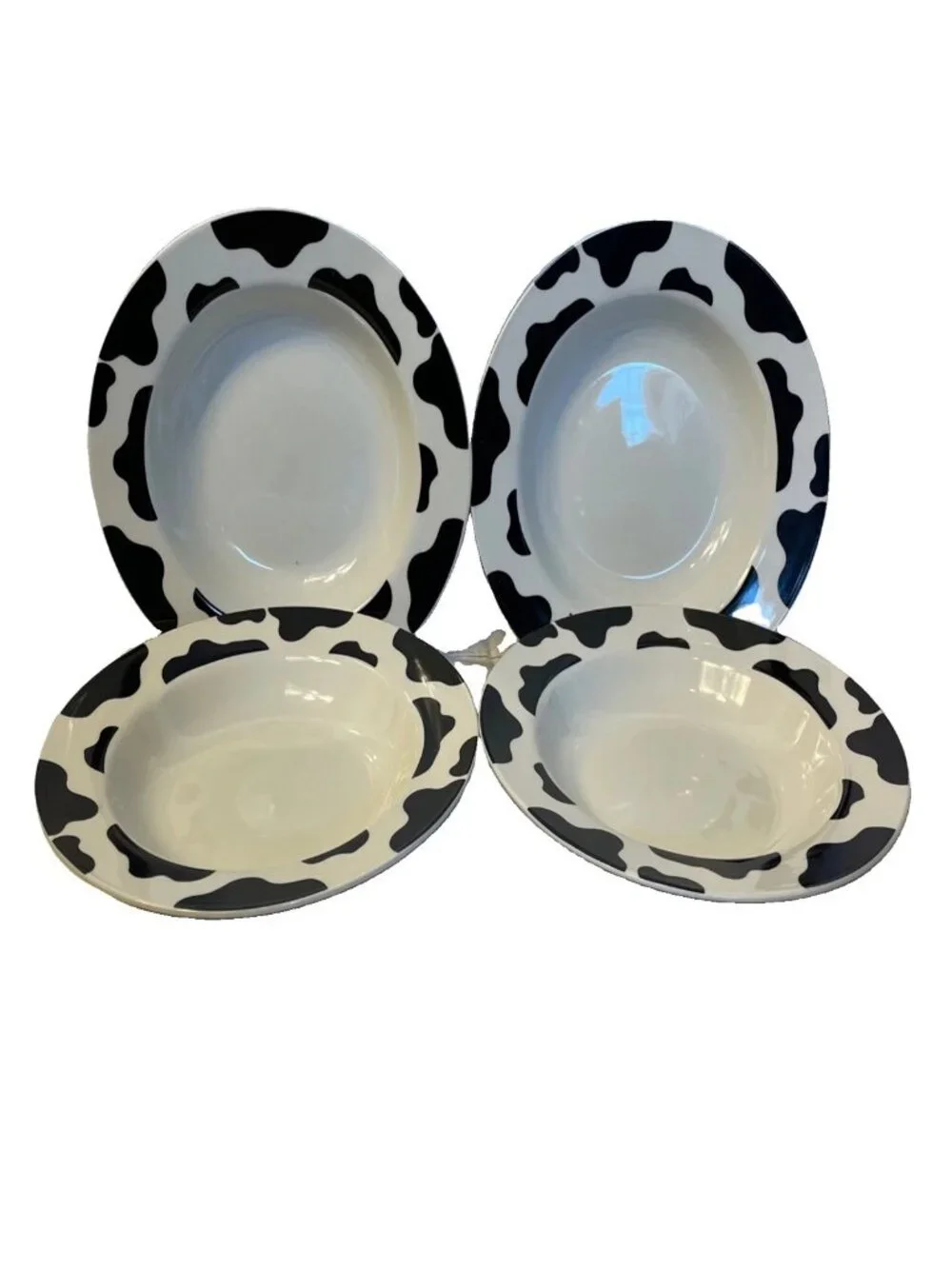 Spotted Cow Print Rim Soup Pasta Bowls 8.5